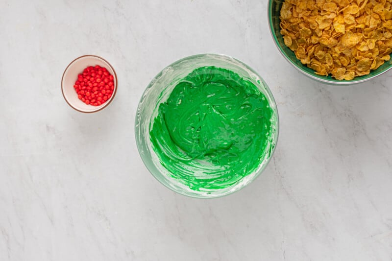 green marshmallow mixture in a bowl