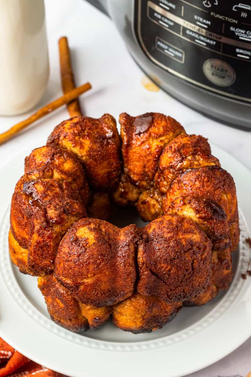 monkey bread on a white serving plate