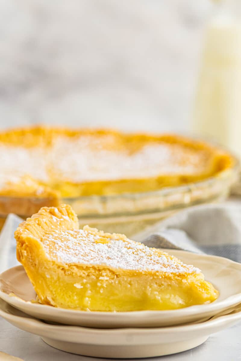 slice of buttermilk chess pie on a plate