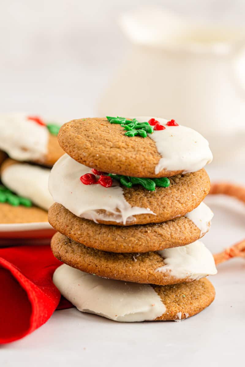 5 stacked ginger sugar cookies.