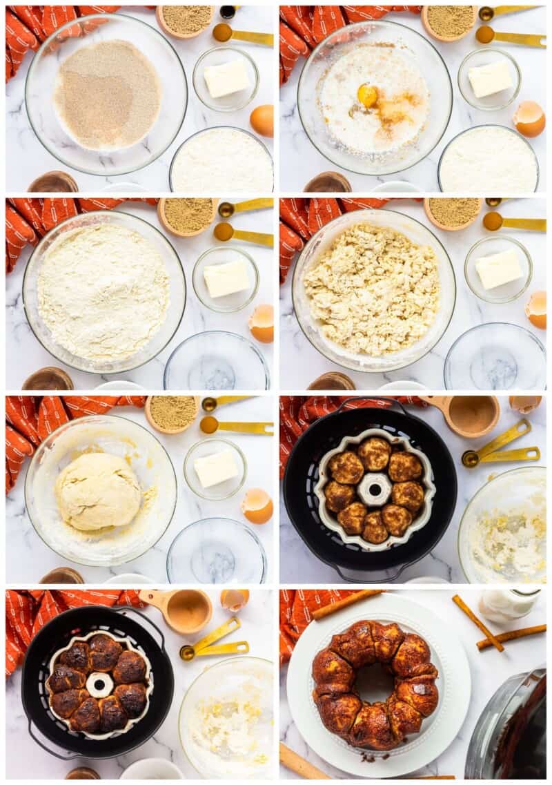 step by step photos for how to make air fryer monkey bread
