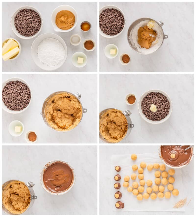 step by step photos for how to make buckeye candies.