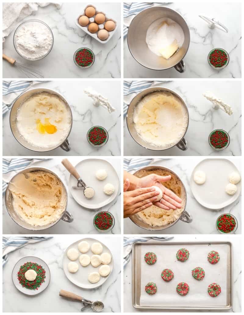 step by step photos for how to make christmas sprinkle cookies
