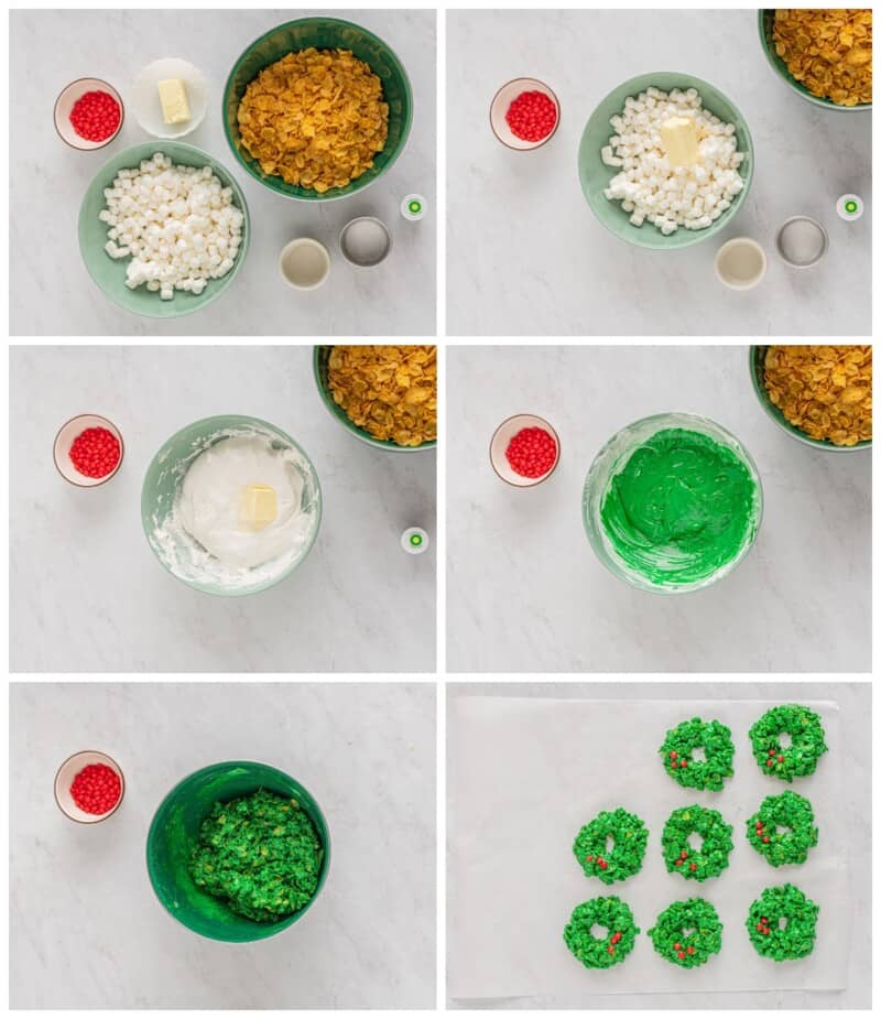 step by step photos for how to make cornflake wreaths