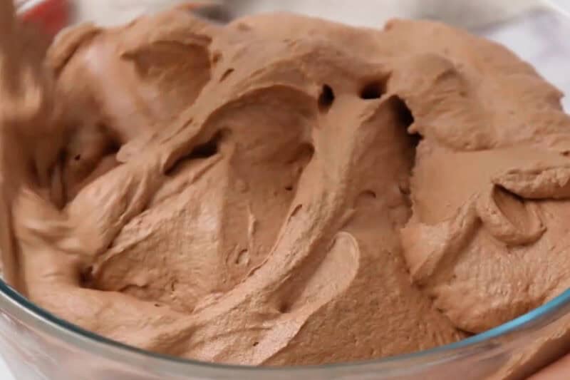 whipped chocolate mousse mixture in a bowl.