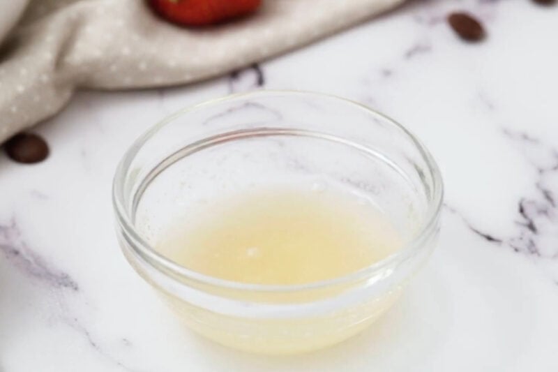 blooming gelatin in water in a small glass bowl.