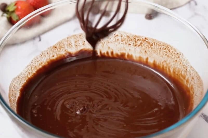 chocolate gelatin mixture in a bowl.