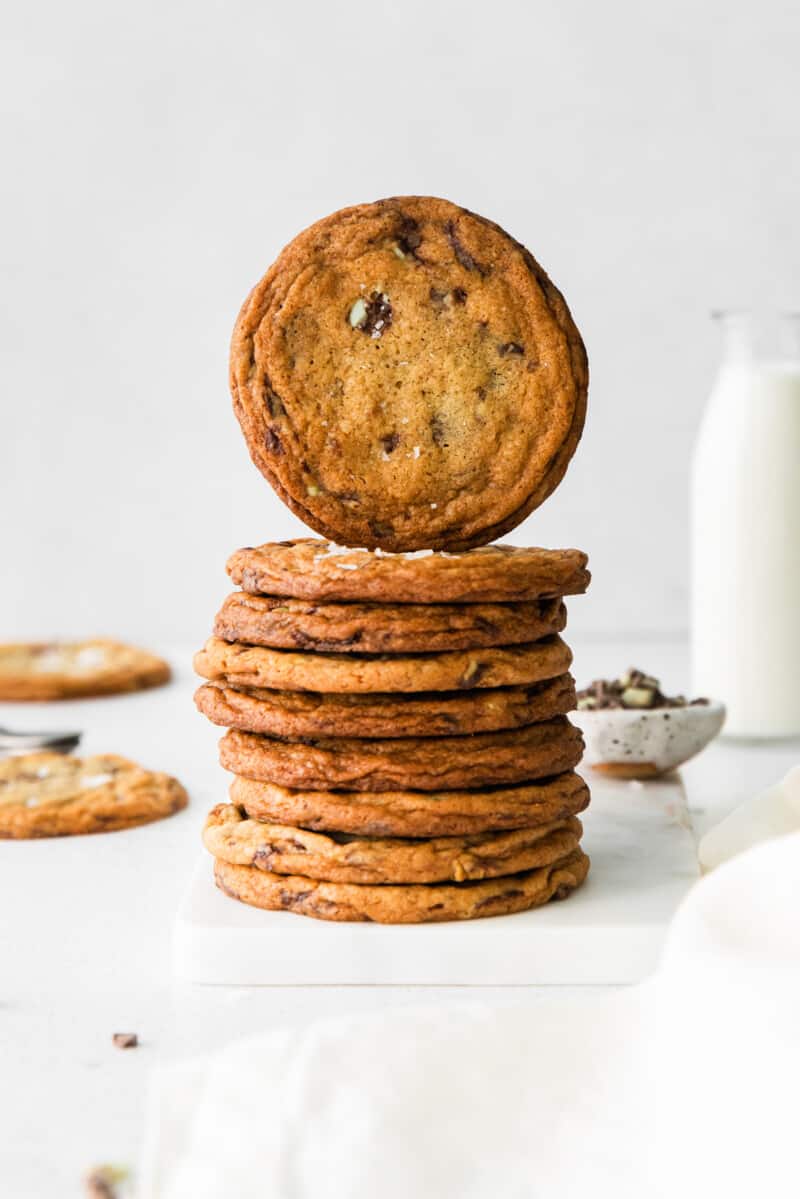 stack of andes mint cookies