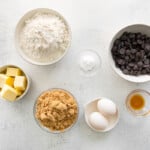 ingredients for chocolate chip cookie bars