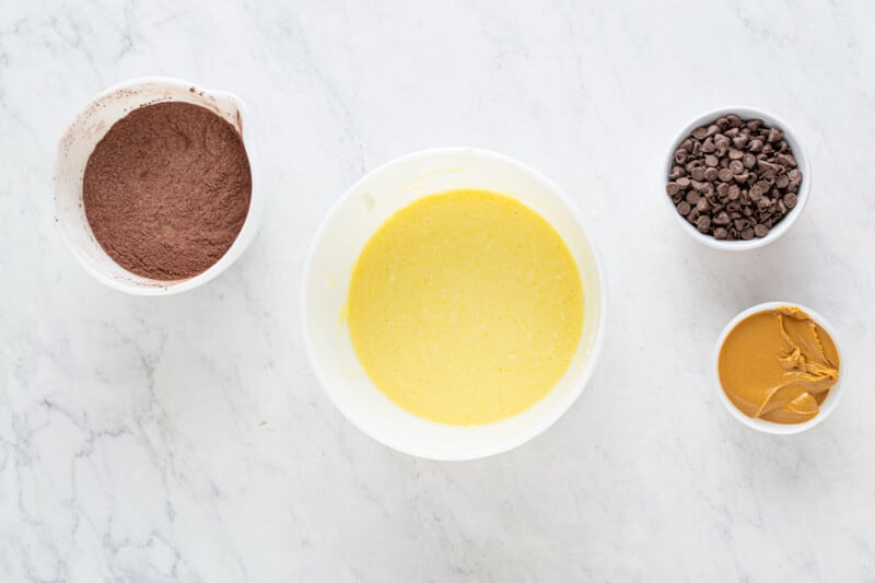ingredients for chocolate peanut butter muffins