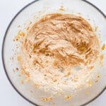 creamed butter, sugar, and spices in a clear bowl