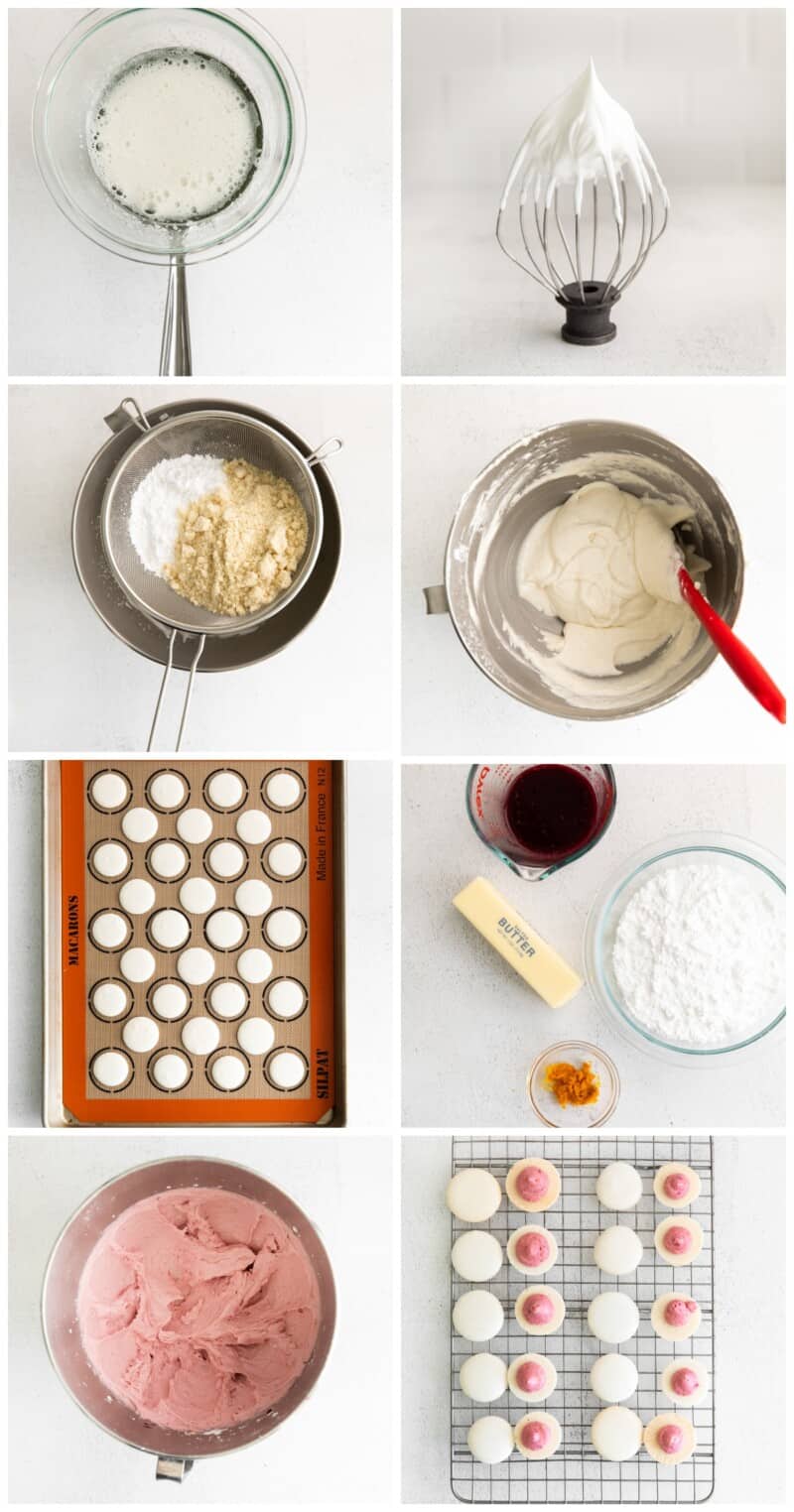 step by step photos for how to make blood orange macarons