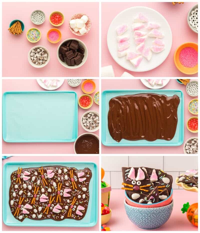 step by step photos for how to make easter bunny bark