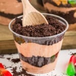 dirt cake cups with a spoon