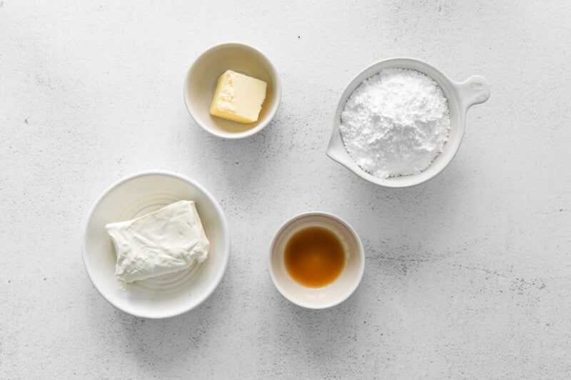 ingredients for cream cheese glaze