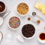 ingredients for chocolate chip cookie cake