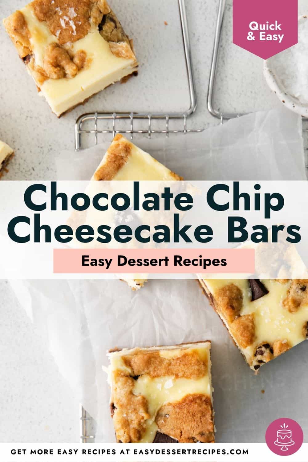 chocolate chip cheesecake bars pinterest