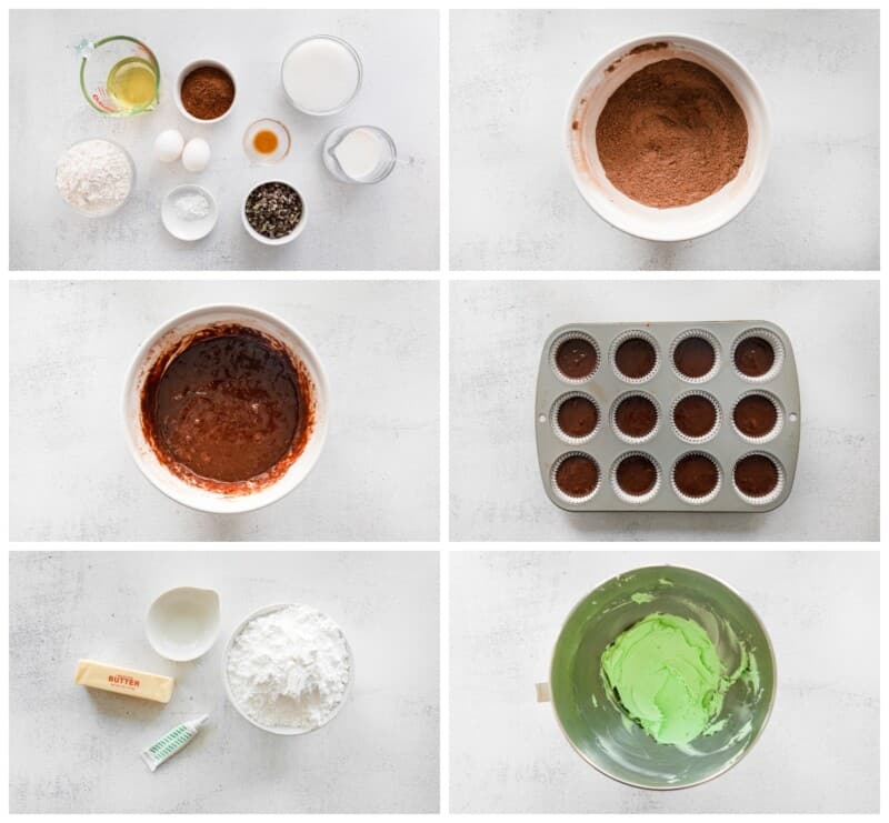 step by step photos for how to make andes mint cupcakes