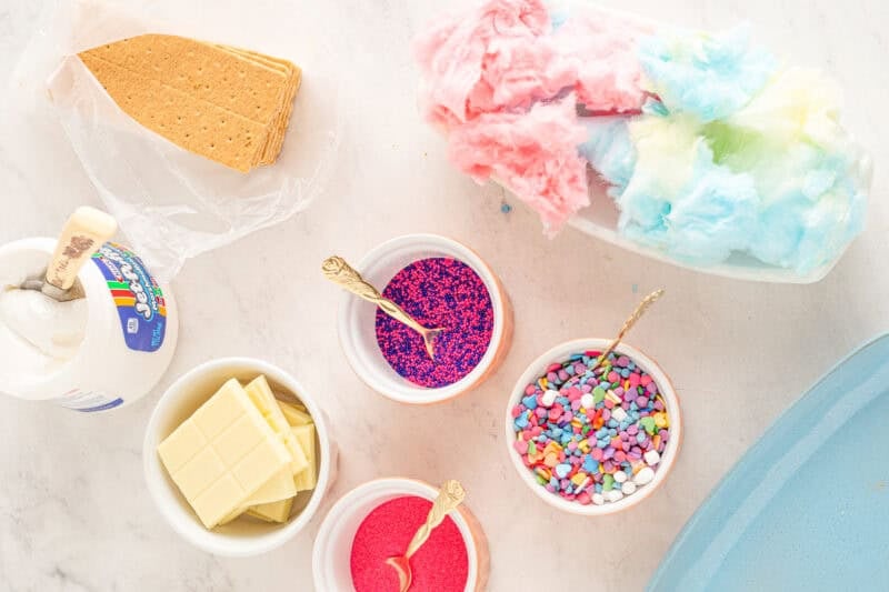 ingredients for cotton candy s'mores