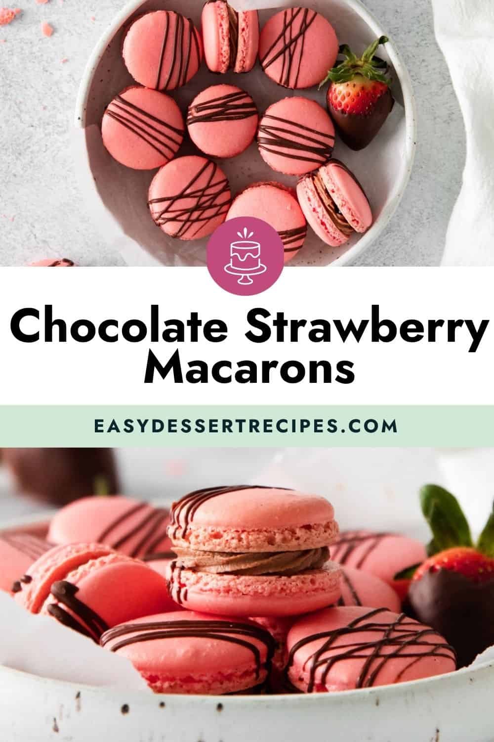 chocolate strawberry macarons pinterest.