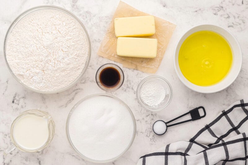 ingredients for white wedding cake.