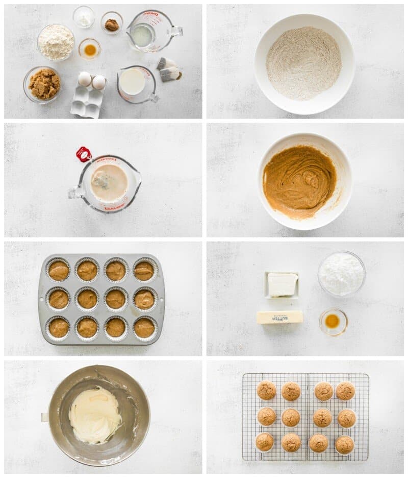 step by step photos for how to make chai cupcakes.