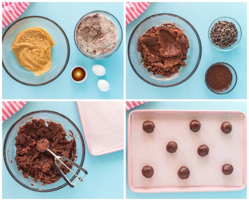 step by step photos for how to make chocolate pudding cookies.