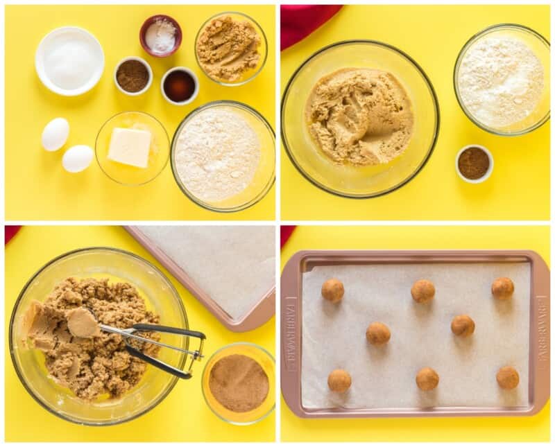 step by step photos for how to make churro cookies.