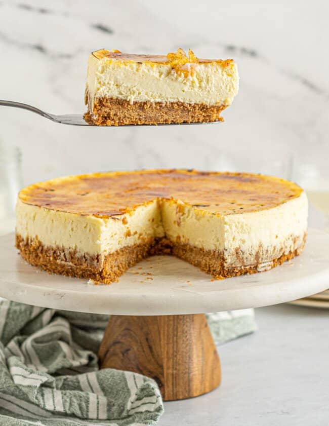 featured creme brulee cheesecake.