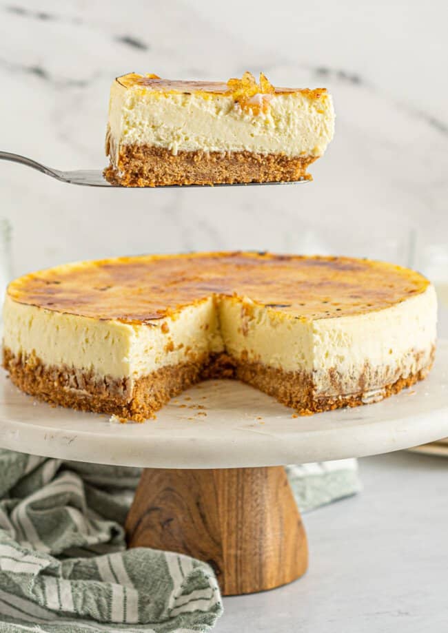 featured creme brulee cheesecake.