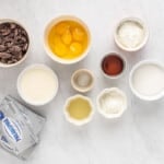 overhead view of ingredients for cookies and cream cheesecake.