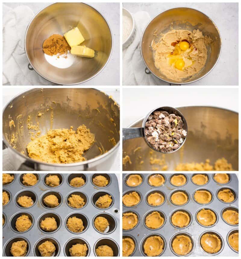 step by step photos for how to make easter basket cookie cups.