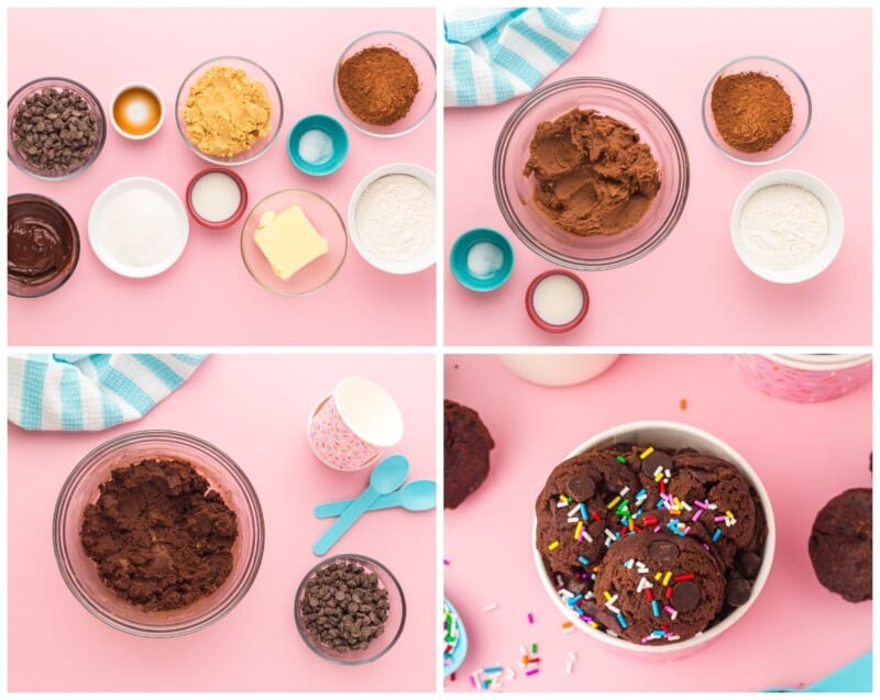 step by step photos for how to make edible brownie batter.