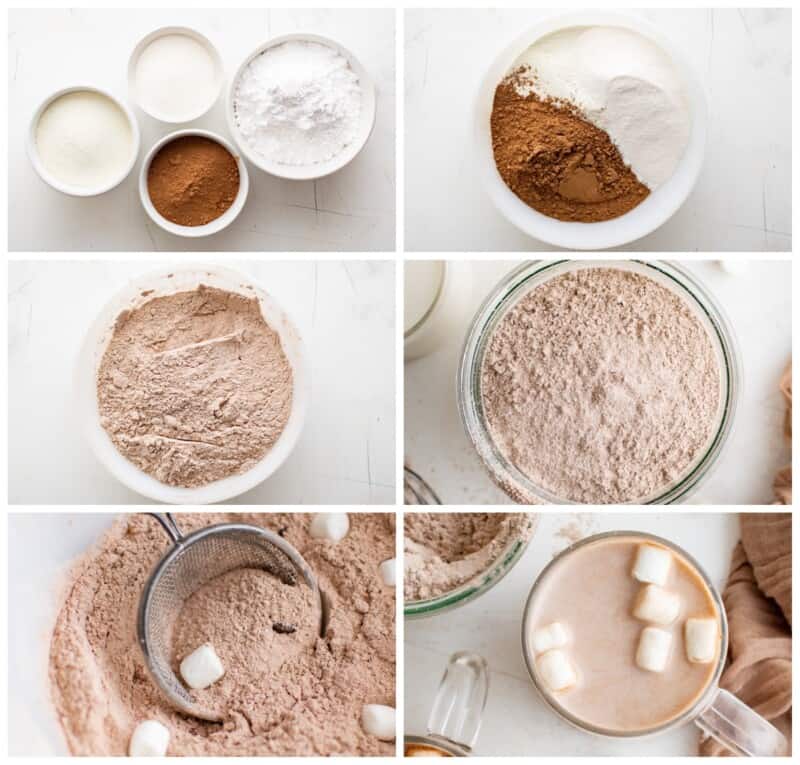 step by step photos for how to make homemade hot chocolate mix.