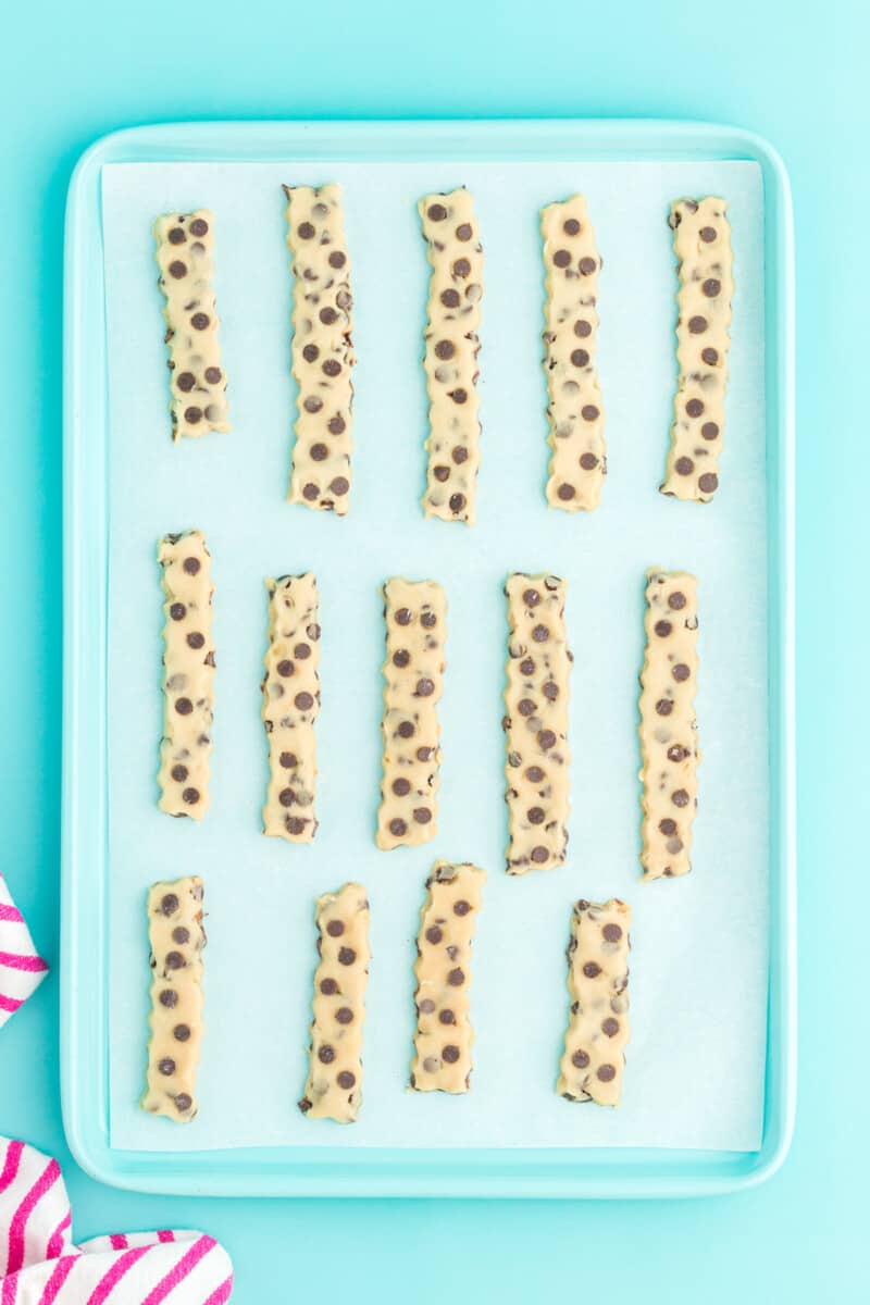 cookie dough fries on a baking tray