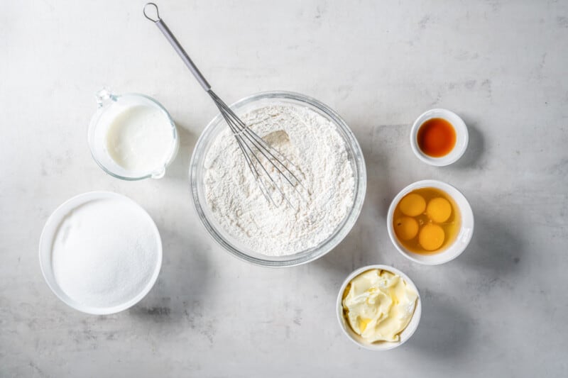 whisking dry ingredients together in a bowl