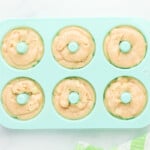 silicone donut tray filled with donut batter