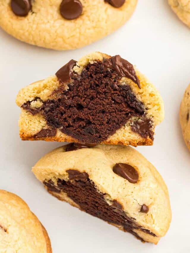brownie stuffed chocolate chip cookies