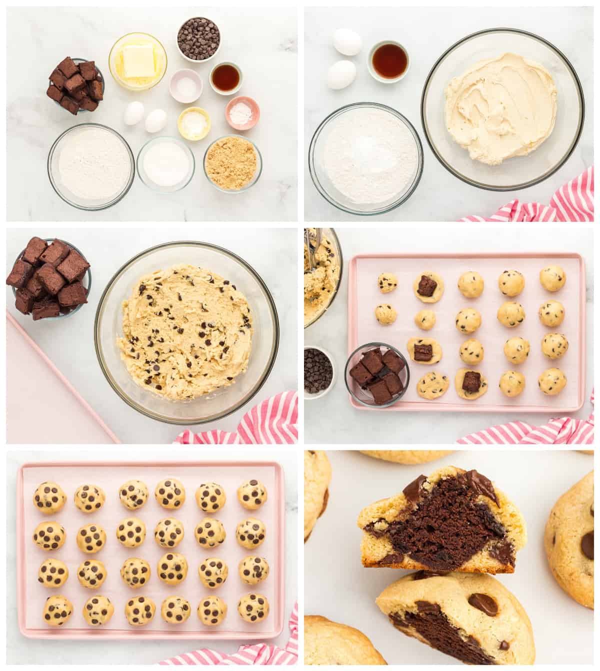 how to make brownie stuffed chocolate chip cookies step by step photo instructions