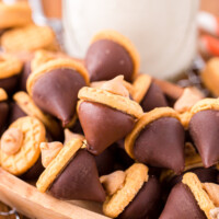 close up on acorn cookies