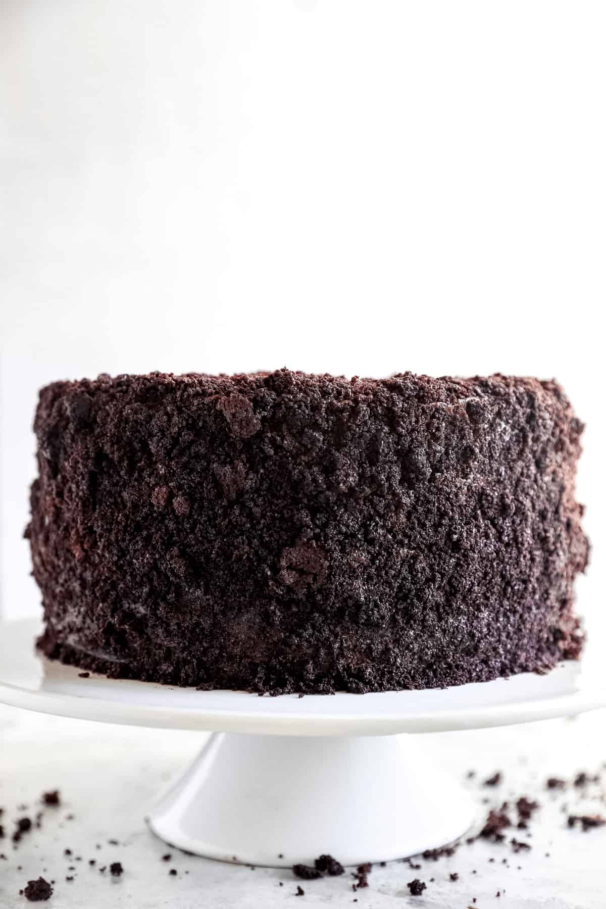 Brooklyn blackout cake on a cake stand