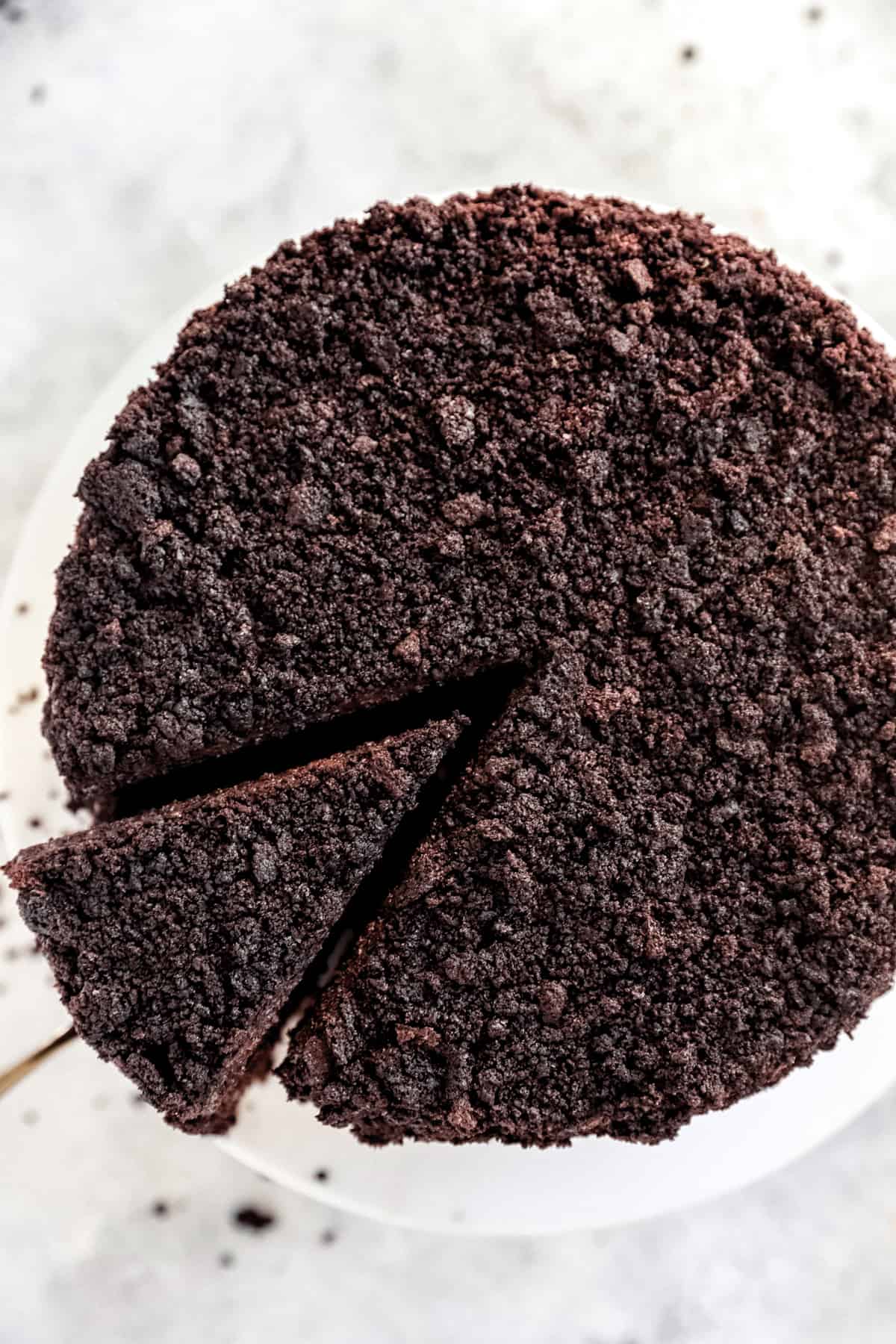 overhead view of a blackout cake