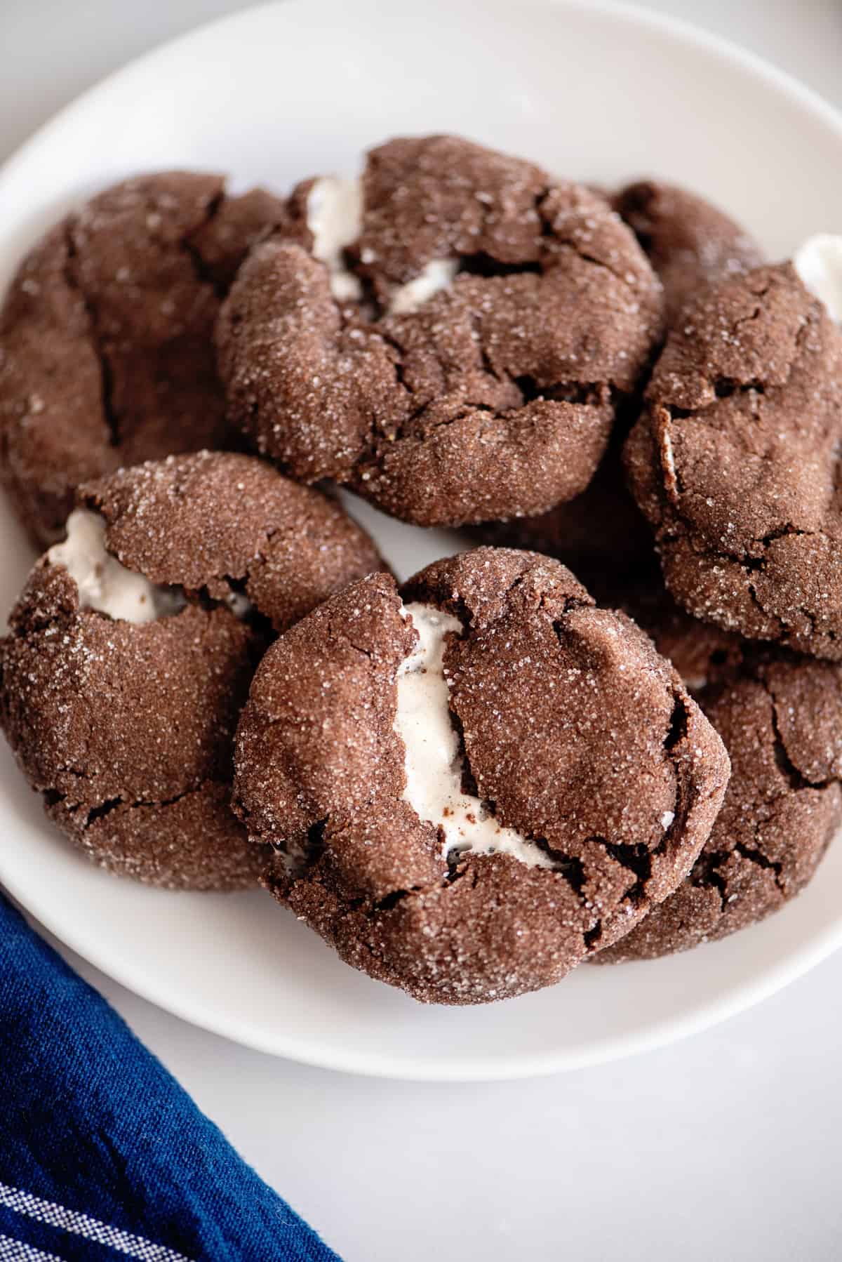 a plate of chocolate marshmallow cookies
