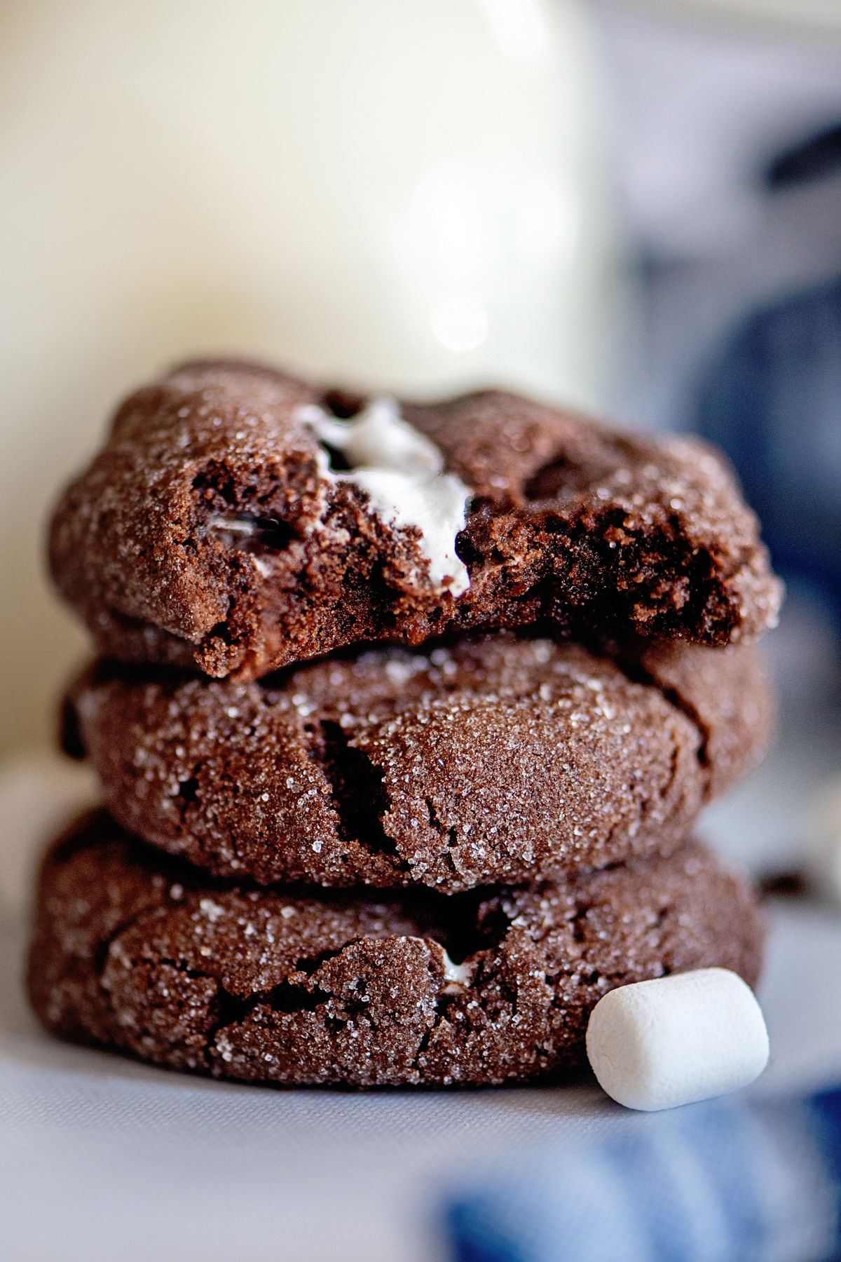 a stack of chocolate marshmallow cookies