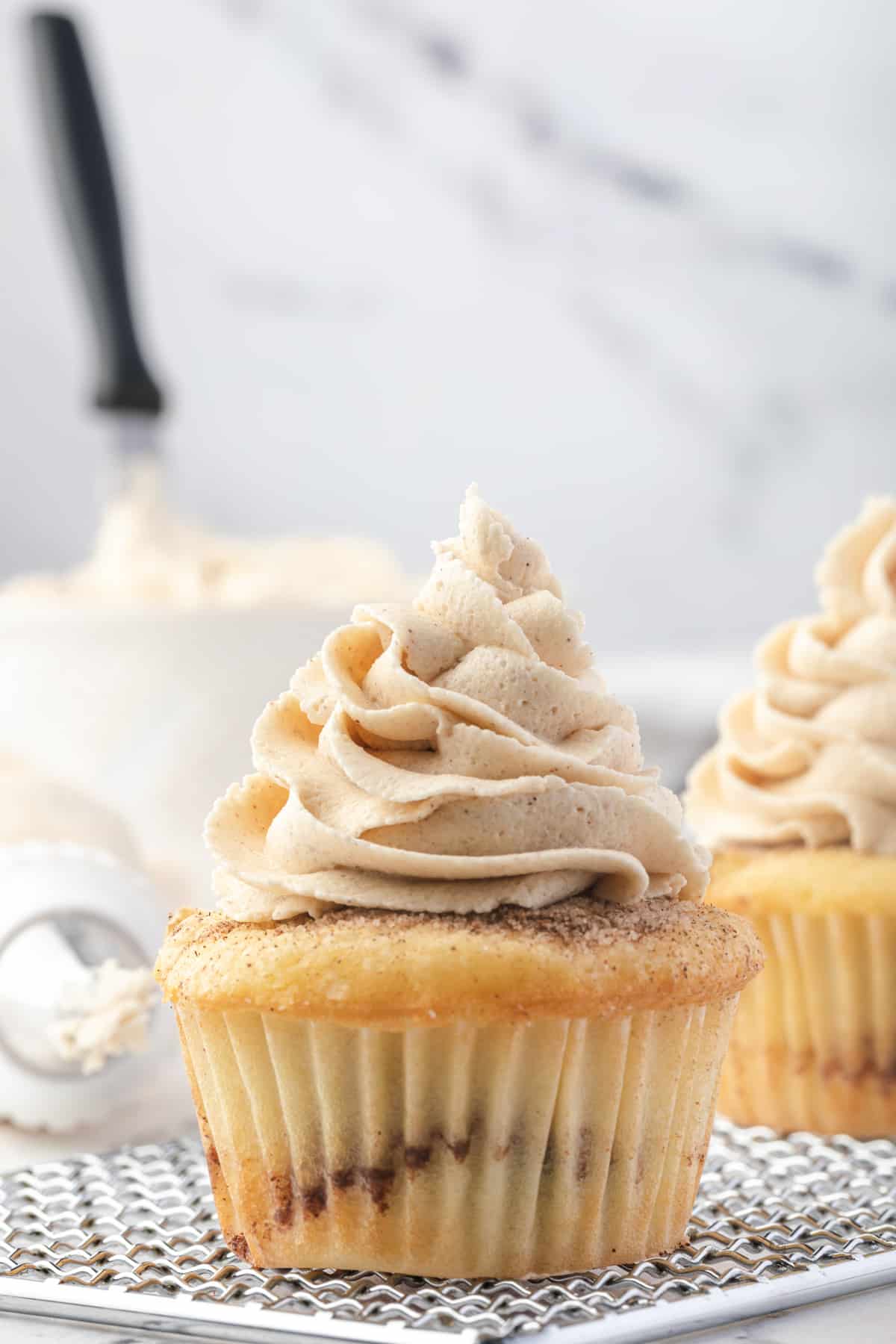cupcake topped with brown sugar frosting