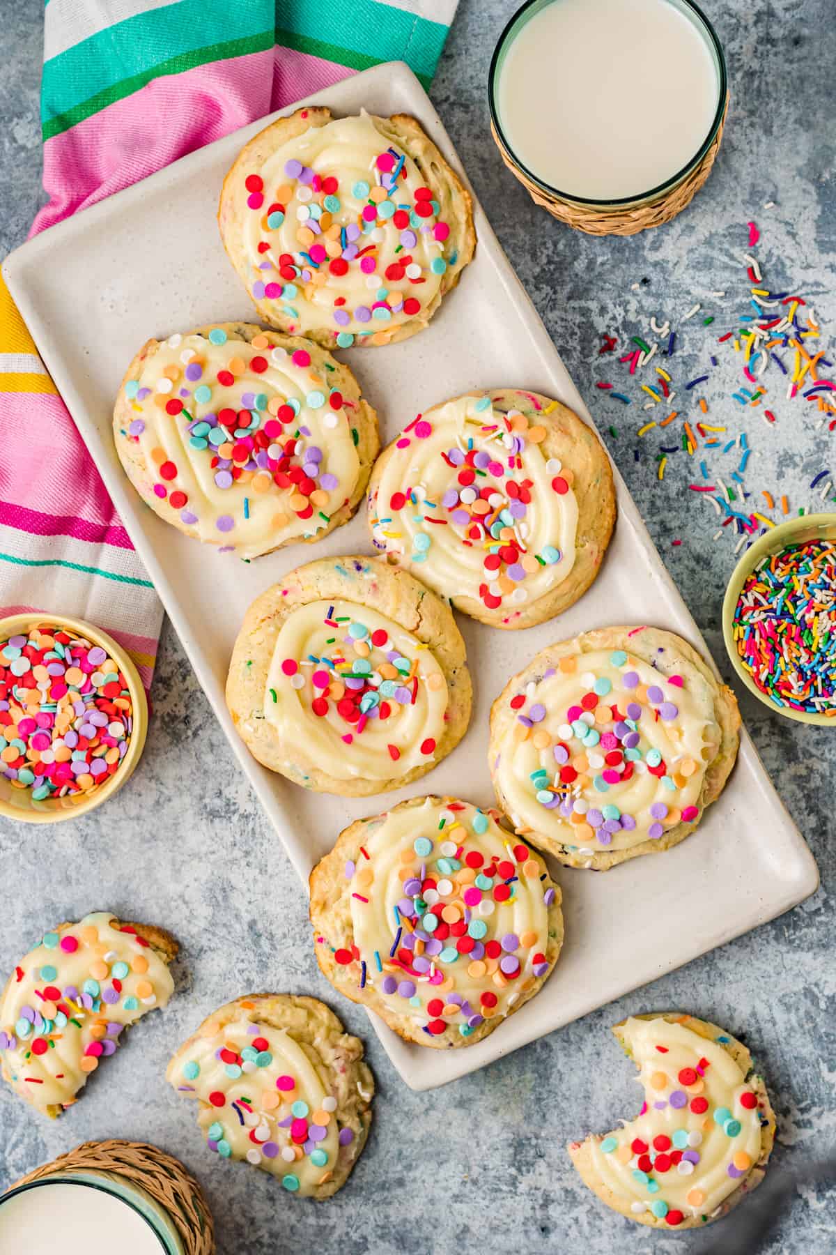 a plate of confetti cake mix cookies