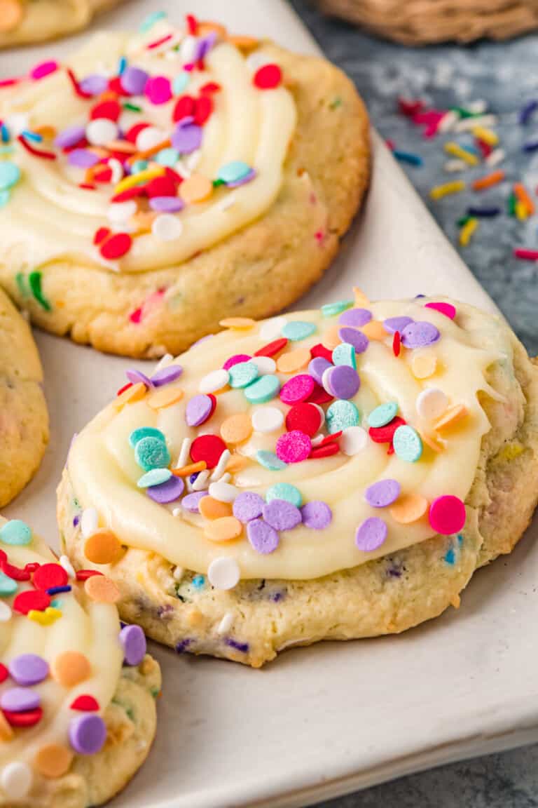 Confetti Cake Cookies (Crumbl Cookie Copycat Recipe) - Easy Dessert Recipes