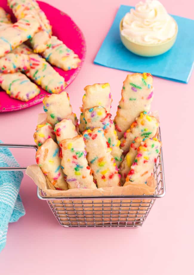 funfetti cookie fries served in a basket