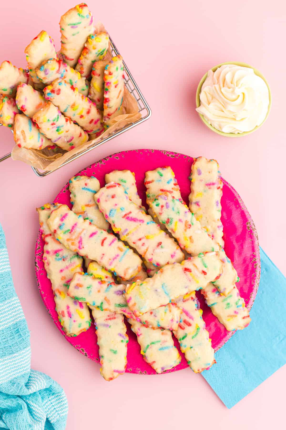 a plate of funfetti cookie fries