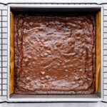 baked brownies in a brownie tin